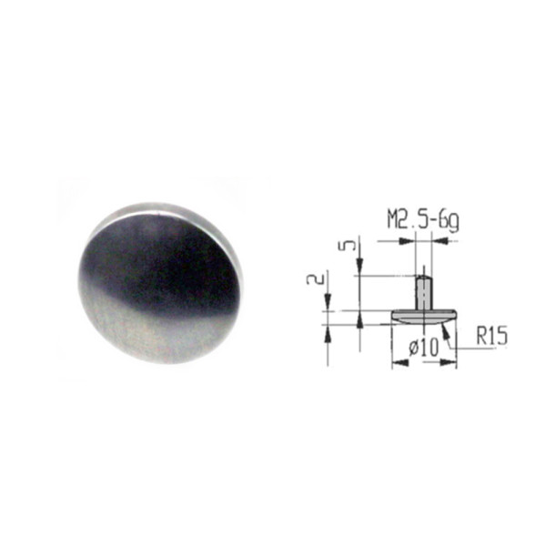 Messeinsatz ballig Ø 10 mm für Messuhren Gewinde M 2,5