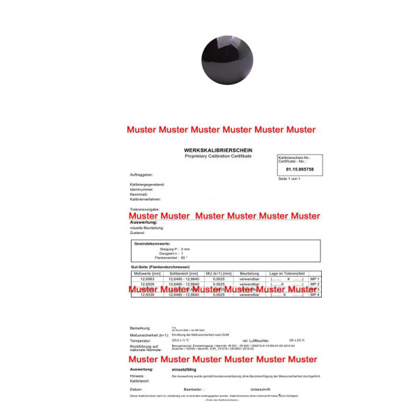 Certification Measuring balls single Ø 2 - 30 mm